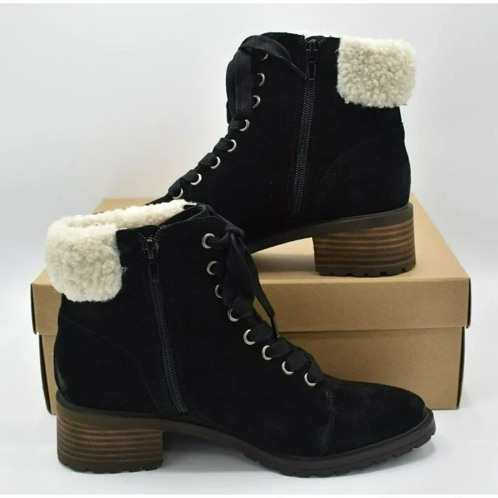 Lucky Brand Womens‎ Size 8.5 Jacenia Shearling Suede Black Fashion Winter Boots